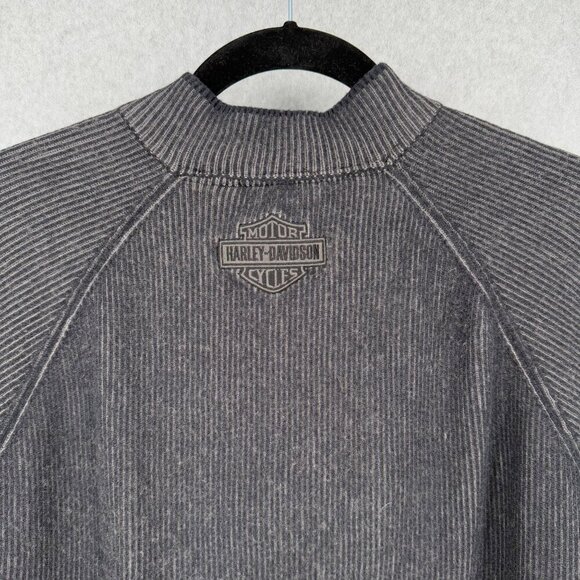 Harley Davidson Mens Wool Quarter Zip Pullover Size 3XL Gray Ribbed Knit Warm - Picture 6 of 11